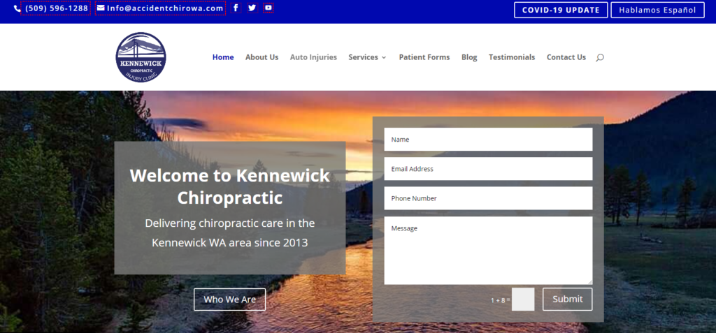 Kennewick Chiropractic - A SEO ready website design made by Ascend Marketing Now