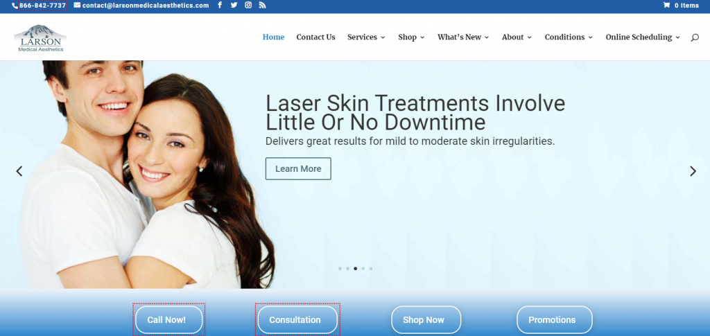 Larson Medical Aesthetics Website- A SEO ready website design made by Ascend Marketing Now